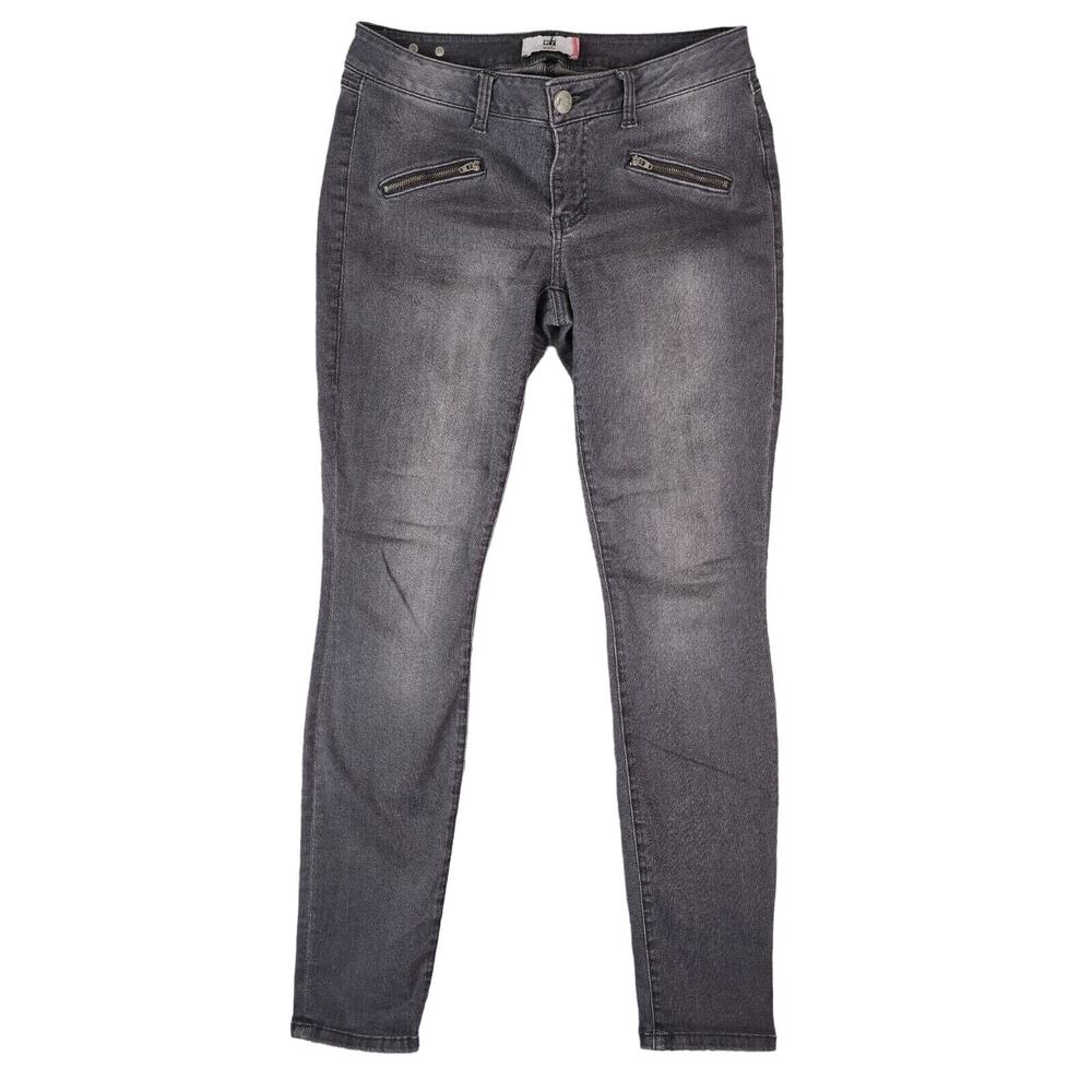 Cabi Jeans‎ Women 6 Style 5167 Graphite Zip Skinny Stretch Gray Moto Zip Pockets